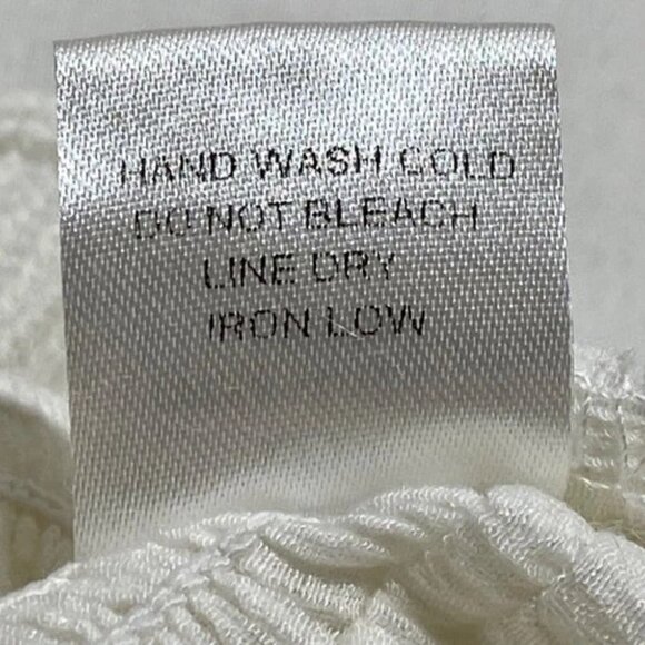 E. Ssue Smocked Waist Blouse Women's Large White Long Sleeve V-Neck Boho EUC - Picture 3 of 6